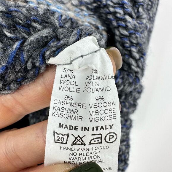 Gran Sasso Mens Crew Neck Fisherman Sweater Knit Wool Cashmere Size L Tall - Picture 4 of 10